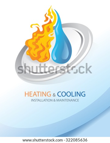 Fire And Water, Heating and Cooling Installation (Vector Art)