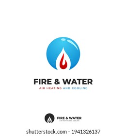 Fire and water home and commercial air conditioning product service logo