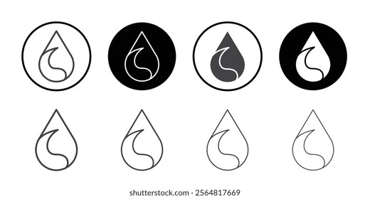 Fire and water icon Thin outline art symbol