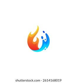 fire water logo in 3d design style