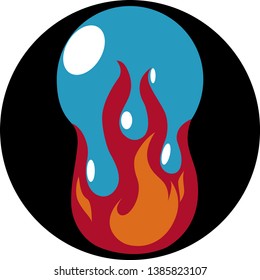 fire and water logo or icon. flat vector design.