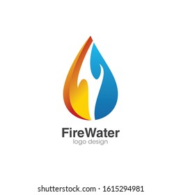 Fire and Water Logo Icon Vector Template