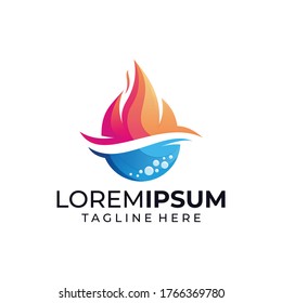 fire and water logo icon vector isolated