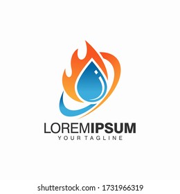 Fire and Water Logo Vector Template