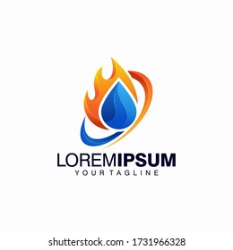 Fire and Water Logo Vector Template
