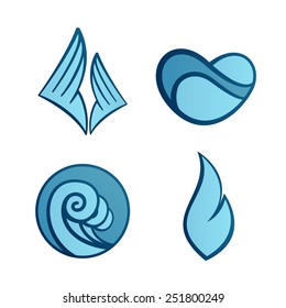 fire, water, love, wind icon set, design template elements