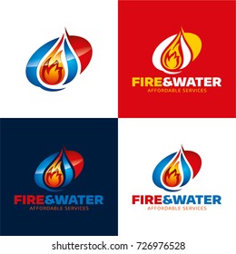 Fire & Water Restoration Icon And Logo - Vector Illustration.