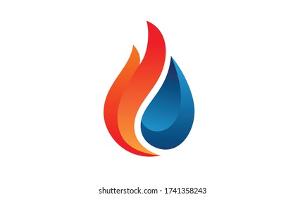 Fire And Water In Simple Elegant Logo