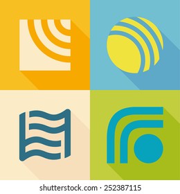 fire, water, sun, wind energy icon set, design template elements