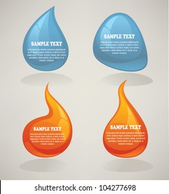 fire and water vector collection of labels and icons