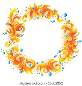 fire water vector illustration border background