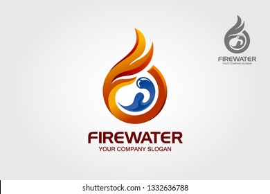 Fire Water Vector Logo Illustration. Logo Template a blue water and red fire symbol, representing the elements.
