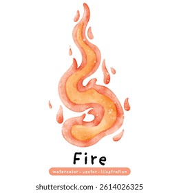 fire in watercolor, flaming burning, fire vector illustration