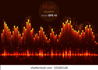 Fire wave flames, music wave equalizer, music background, sound line
