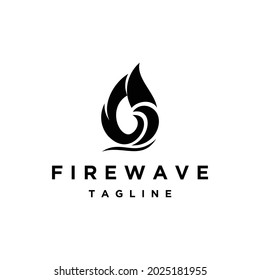 fire with wave logo design