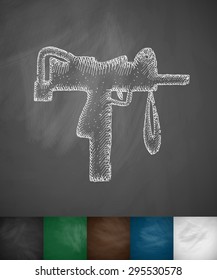 fire weapon icon. Hand drawn vector illustration. Chalkboard Design