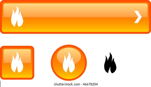 Fire web buttons. Vector illustration.