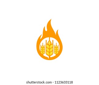 Fire Wheat Icon Logo Design Element