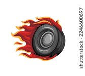 Fire wheel spinning mascot symbol cartoon illustration vector
