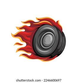 Fire wheel spinning mascot symbol cartoon illustration vector