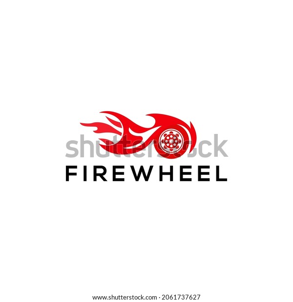 Fire wheels logo concept vector. Speed logo with\
fire and wheel