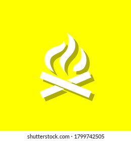 fire, fire white icon with shadow