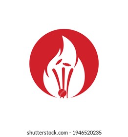 Fire wickets and ball logo .Fire cricket player vector logo design. Cricket fire gear logo icon.