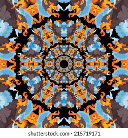 Fire, wind and earth elements kaleidoscope vector illustration