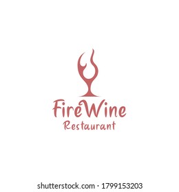 Fire Wine Restaurant Logo Design Vector bar and cafe