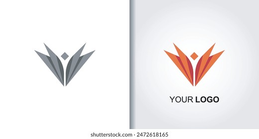 fire wings geometric logo template