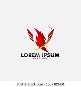 fire and wings logo icon for energy and sport company