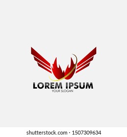 fire and wings logo icon for energy and sport company