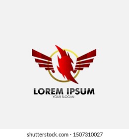 fire and wings logo icon for energy and sport company
