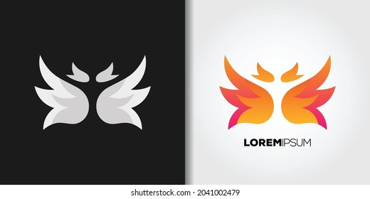 fire wings logo template vector set