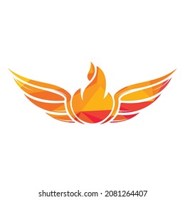 Fire wings vector logo design. Heraldic shape with abstract wings, vector logo design template.	