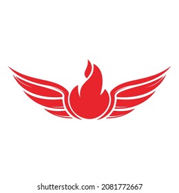 Fire wings vector logo design. Heraldic shape with abstract wings, vector logo design template.	