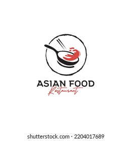 Fire wok asian food restaurant logo