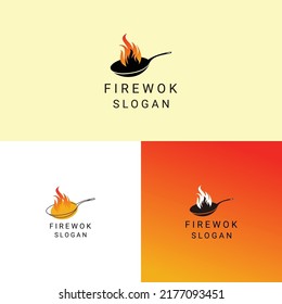 Fire wok logo design icon vector
