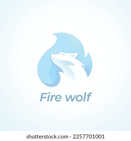 The fire wolf logo blue soft and light 