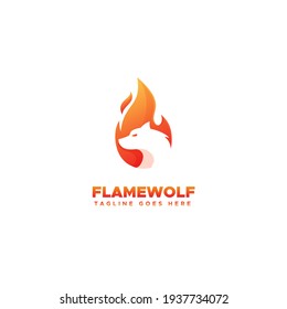 Fire wolf logo burning flame
