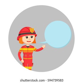 fire woman with callout in circle background