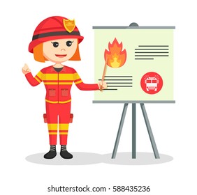 fire woman giving presentation