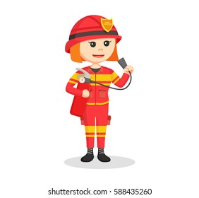 fire woman holding fire extinguisher