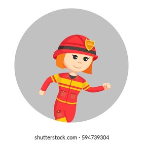 fire woman running in circle background