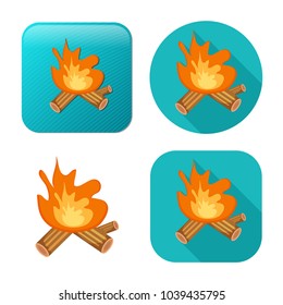 Fire Wood Icon - Campfire Vector - Firewood Illustration - Fire Flame