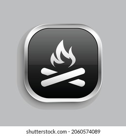 fire wood icon design. Glossy Button style rounded rectangle isolated on gray background.. Vector illustration