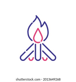 Fire Wood vector 2 colours line icon style illustration. EPS 10 file 
