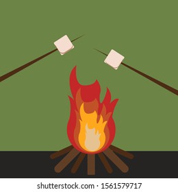Feuer in Wäldern, Illustration, Vektorgrafik auf weißem Hintergrund.