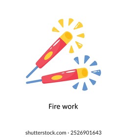 Fire work doodle vector outline Sticker. EPS 10 file