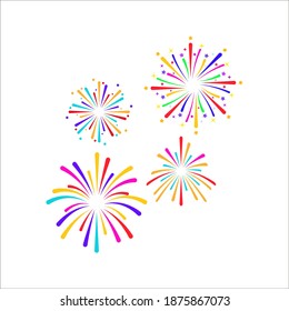 fire work icon Vector Illustration design Logo template on background. color editable